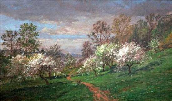 Jasper Francis Cropsey Apple Blossoms Norge oil painting art